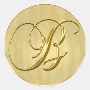 Gold Monogram B Siegel Hochzeitsfeiertag Runder Aufkleber
