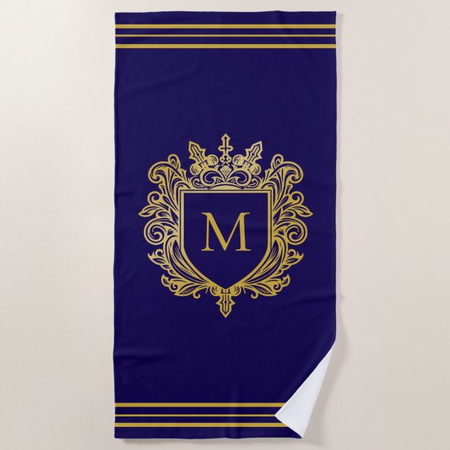 Gold Monogram Beach Handtuch (Vorderseite)