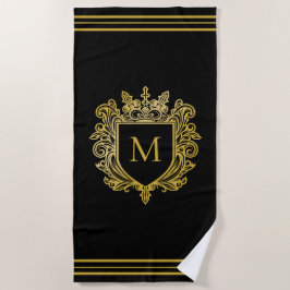 Gold Monogram Beach Handtuch
