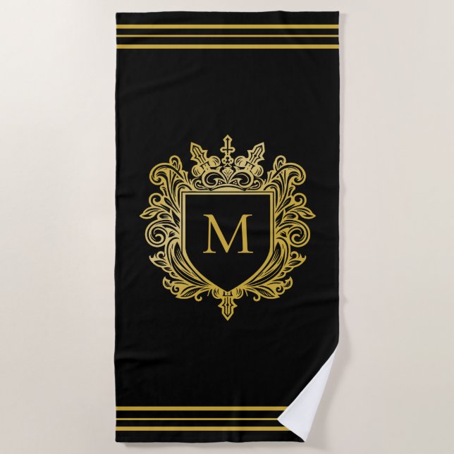 Gold Monogram Beach Handtuch (Vorderseite)