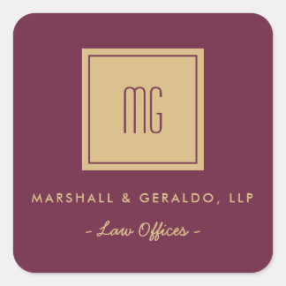 Gold Monogram Business Stickers