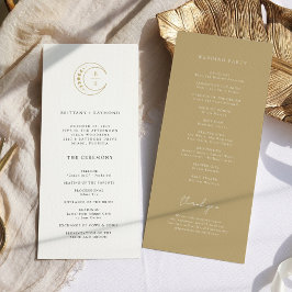 Gold Monogram Celestial Wedding Program Programm