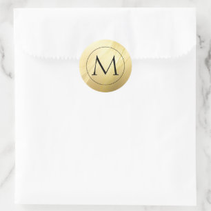 Gold Monogram Classic Round Aufkleber