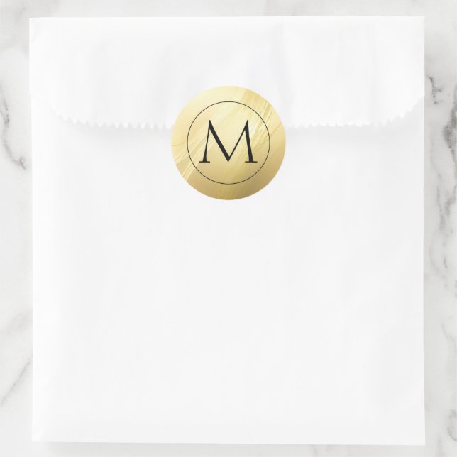Gold Monogram Classic Round Aufkleber (Tasche)