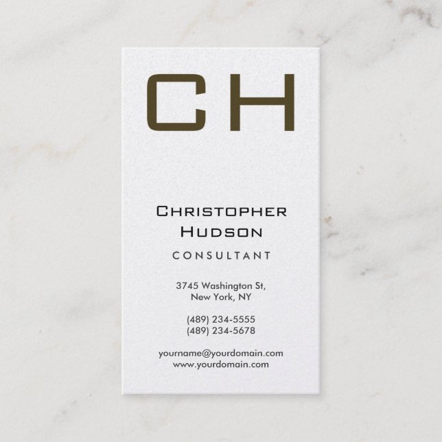 Gold Monogram Consultant Business Card Visitenkarte (Vorderseite)