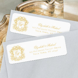 Gold Monogram Crest Wedding Return Address