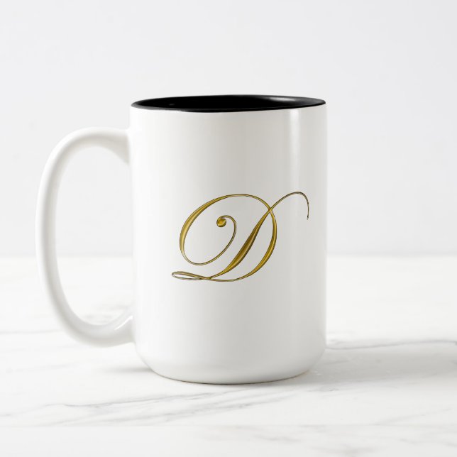 Gold Monogram D Tasse und Steine (Links)