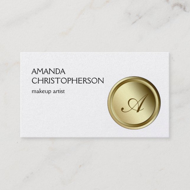 Gold Monogram Design Makeust Artist Business Card Visitenkarte (Vorderseite)