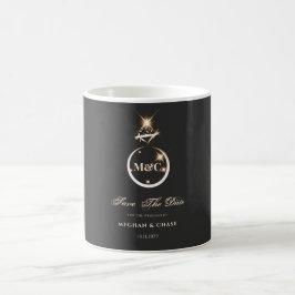 Gold Monogram Diamond Wedding Save the Date Kaffeetasse