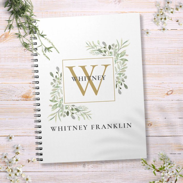 Gold Monogram Elegant Eukalyptus Greenery Notizblock (Gold Monogram Elegant Eucalyptus Greenery Notebook)