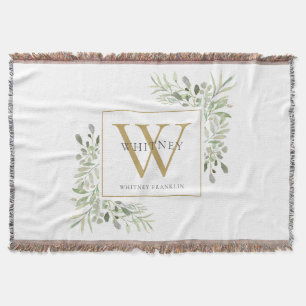 Gold Monogram Elegante Grünpflanzen Modern Decke