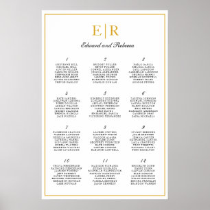 Gold Monogram Elegante Wedding Seating Chart Poster