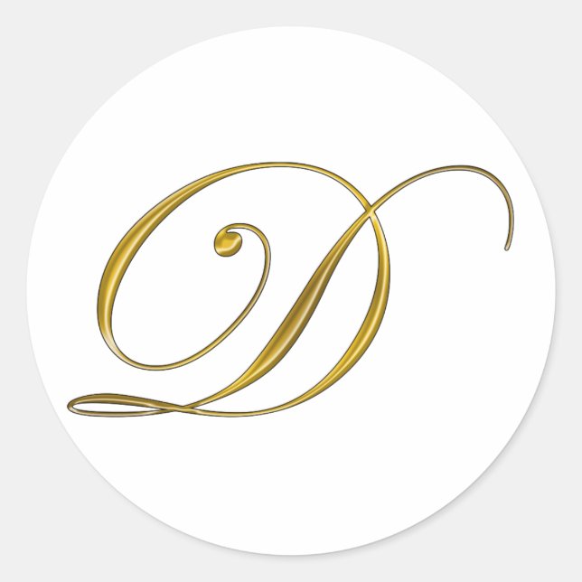 Gold Monogram Erstaufkleber D Runder Aufkleber (Vorderseite)
