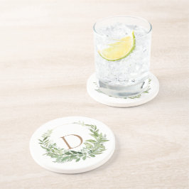 Gold Monogram Erstblatt Weiß Getränkeuntersetzer