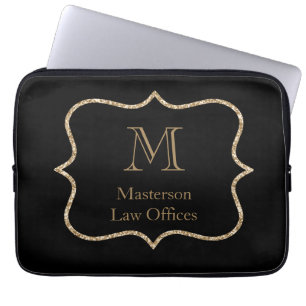 Gold Monogram Erstname Black Gold Beruflich Laptopschutzhülle