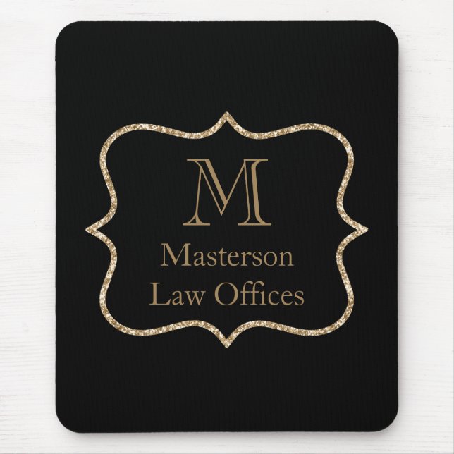Gold Monogram Erstname Black Gold Beruflich Mousepad (Vorne)
