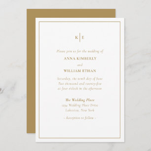 Gold Monogram Families Wedding Einladungen