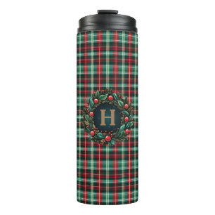 Gold Monogram Festival Green Red Thermosbecher