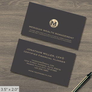 Gold Monogram Financial Business Card Visitenkarte