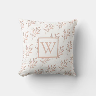 Gold Monogram Foliage der eleganten Rose Kissen