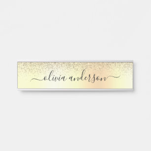 Gold Monogram Glitzer Sparkle Girly Script Türschild