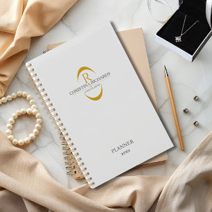Gold Monogram Gray Modernes Elegantes Business Planer