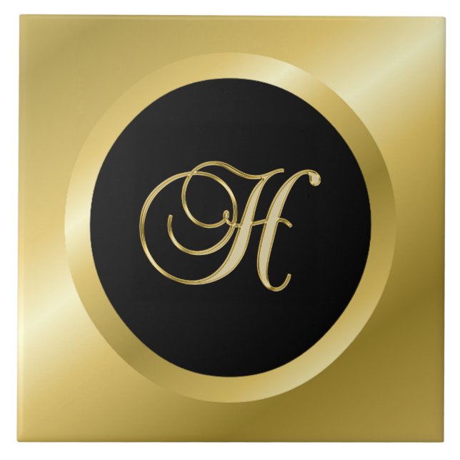 Gold Monogram H Fliese (Vorderseite)