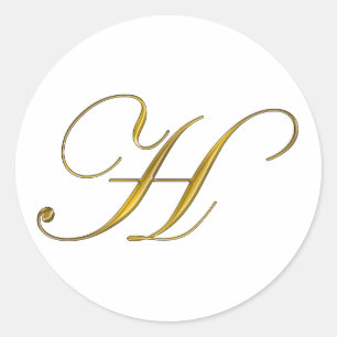 Gold Monogram H Umschlag Aufkleber Sticker