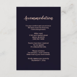 Gold Monogram Hochzeitskarte für Navy Rose Begleitkarte