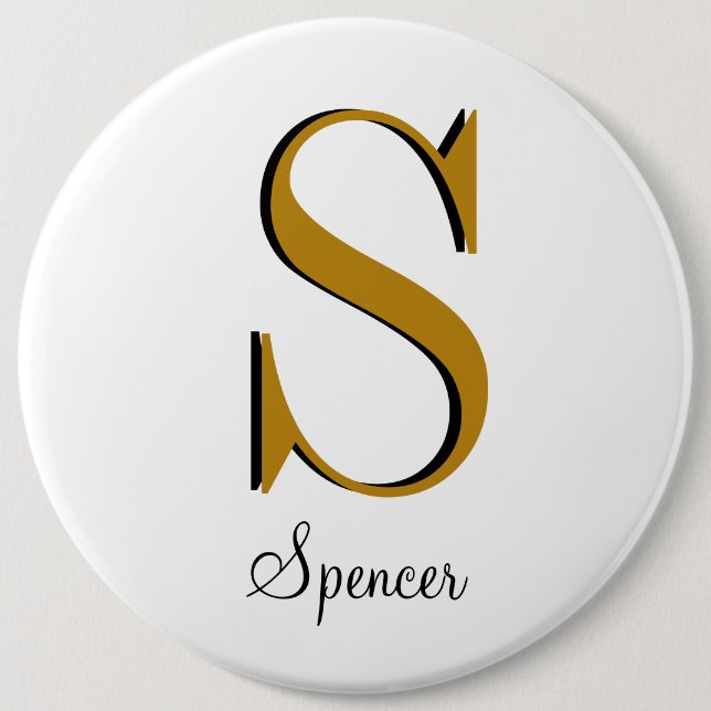 Gold Monogram Individuelle Name Initial Button (Vorderseite)