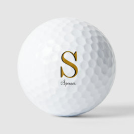Gold Monogram Individuelle Name Initial Golf Balls Golfball