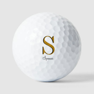 Gold Monogram Individuelle Name Initial Golf Balls Golfball