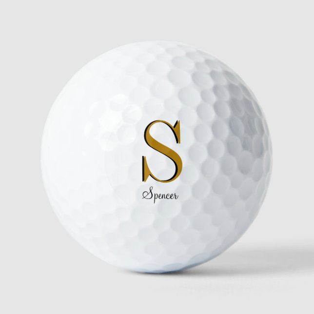 Gold Monogram Individuelle Name Initial Golf Balls Golfball (Vorderseite)