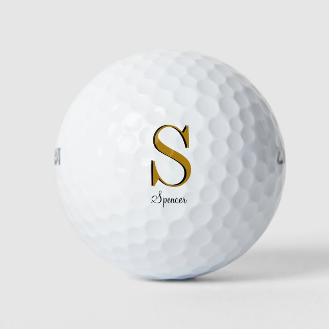 Gold Monogram Individuelle Name Initial Golfball (Vorderseite)