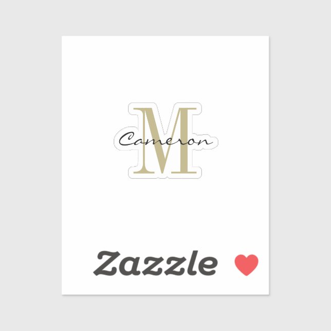 Gold Monogram Initial and Name Personalized Aufkleber (Blatt)