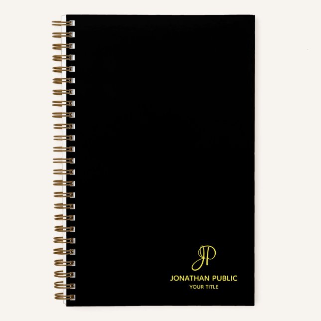 Gold Monogram, Initial Calligraphy Template Spiral Notizbuch (Vorderseite)