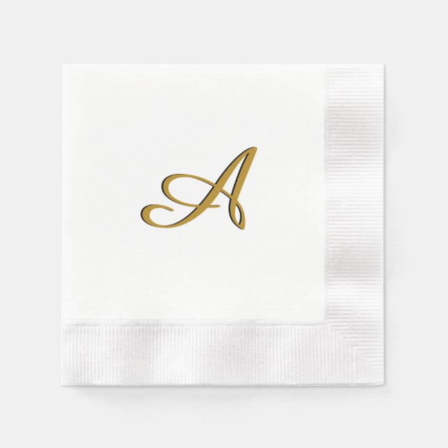 Gold Monogram Initial Serviette (Vorderseite)