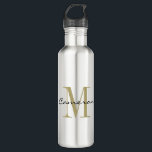 Gold Monogram Initial und Name Personalisiert Edelstahlflasche<br><div class="desc">Gold Monogram Initial und Name Personalisiert</div>