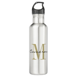 Gold Monogram Initial und Name Personalisiert Edelstahlflasche