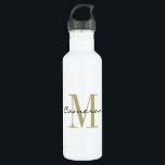 Gold Monogram Initial und Name Personalisiert Edelstahlflasche<br><div class="desc">Gold Monogram Initial und Name Personalisiert</div>