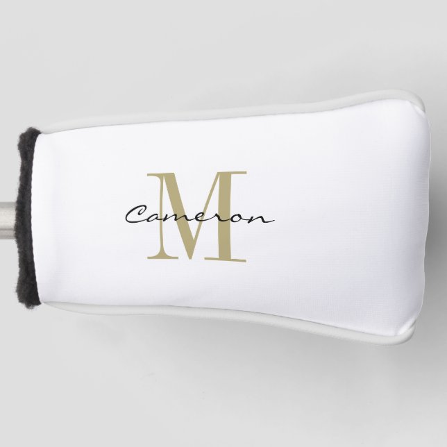 Gold Monogram Initial und Name Personalisiert Golf Headcover (Vorderseite)
