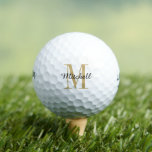Gold Monogram Initial und Name Personalisiert Golfball<br><div class="desc">Maßgeschneiderte,  mit Ihrem Namen und Monogramm personalisierte Golfbälle oder andere Sondertexte. Klicken Sie auf Anpassen,  um Schriftart und Farben zu bearbeiten oder um eigene Texte und Bilder hinzuzufügen,  um ein einzigartiges Geschenk zu erstellen.</div>