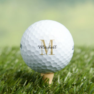 Gold Monogram Initial und Name Personalisiert Golfball