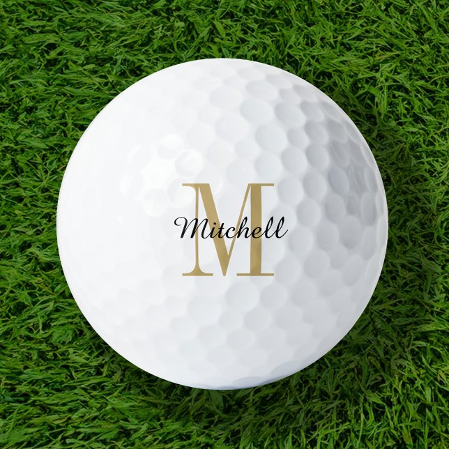 Gold Monogram Initial und Name Personalisiert Golfball (Von Creator hochgeladen)