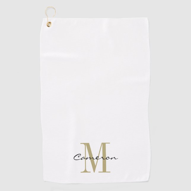 Gold Monogram Initial und Name Personalisiert Golfhandtuch (Vorderseite)