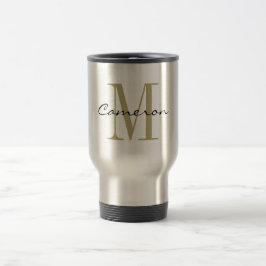 Gold Monogram Initial und Name Personalisiert Reisebecher