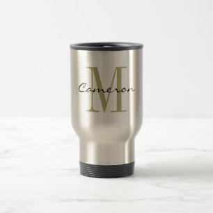 Gold Monogram Initial und Name Personalisiert Reisebecher
