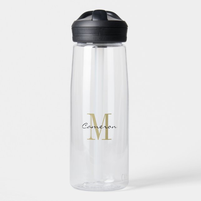 Gold Monogram Initial und Name Personalisiert Trinkflasche (Vorne)