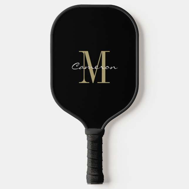 Gold Monogram Initial und Name Personalisiertes Ge Pickleball Schläger (Vorderseite)