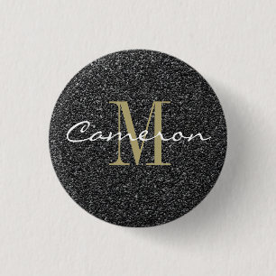 Gold Monogram Initial und Name Sandpaper Button
